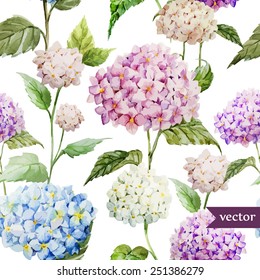 hydrangea, pattern, watercolor, 