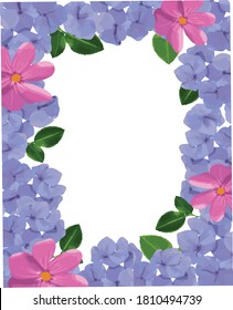 Hydrangea Purple and Pink Vector Frame Illustration