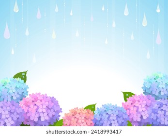 Hydrangea and rain background frame