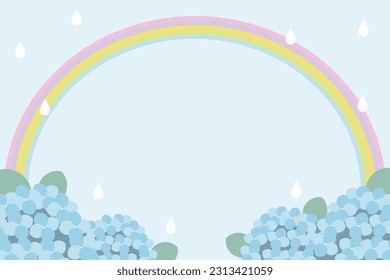 Hydrangea and rainbow rainy season background illustration