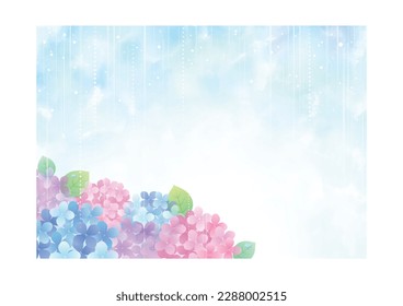 Hydrangea in Rainy Season Background Frame