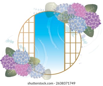 Hydrangea scenery in the summer rainy season