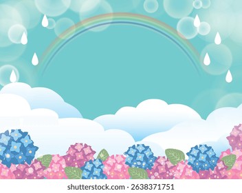 Hydrangea scenery in the summer rainy season