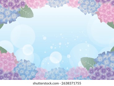 Hydrangea scenery in the summer rainy season