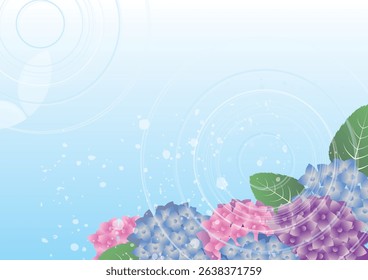 Hydrangea scenery in the summer rainy season