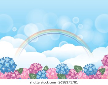 Hydrangea scenery in the summer rainy season