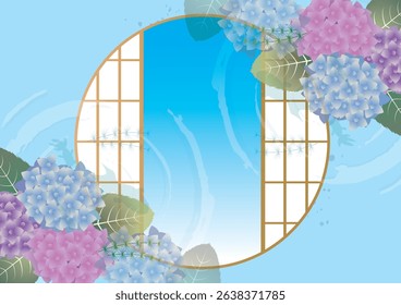 Hydrangea scenery in the summer rainy season