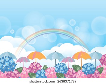 Hydrangea scenery in the summer rainy season