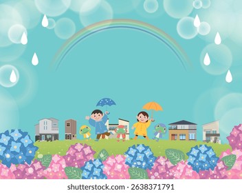 Hydrangea scenery in the summer rainy season