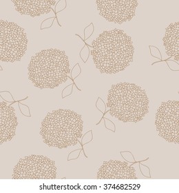 Hydrangea Seamless Brown Pattern In Vintage Style