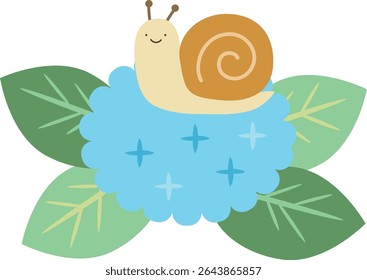 Hydrangea and snail rainy season vector illustration