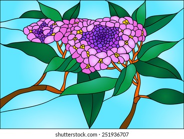 hydrangea stained glass window