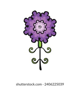 hydrangea, stylized multi-layered purple flower, vector