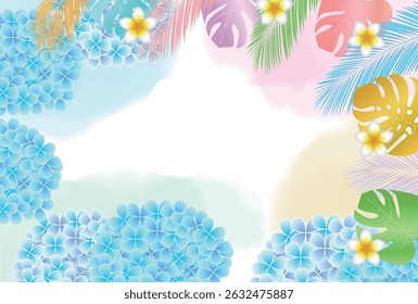 Hydrangea Verão Aquarela Japonês Padrão Fundo