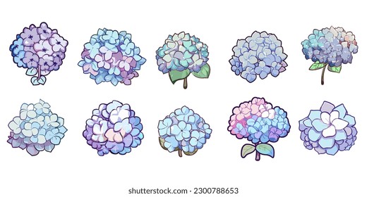 Hydrangea vector set collection graphic clipart design