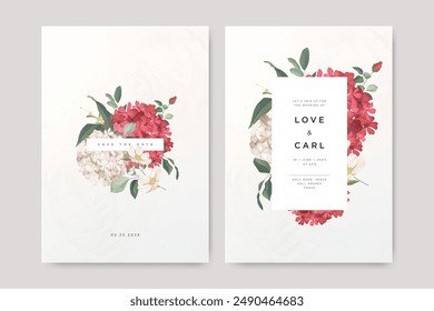 Tarjeta de invitación de boda Hydrangea con diseño minimalista