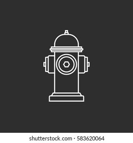 Hydrant firefighter extinguish the fire line icon in flat style isolated on black background. Vector Illustration