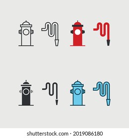 hydrant and hose pipe vector icon fire fighter equipment