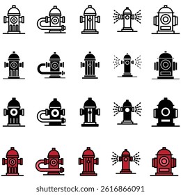 hydrant icon collection, style outline glyph and filledoutline