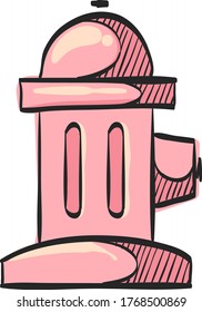 Hydrant icon in color drawing. Fireman equipment street water source pressure