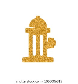 Hydrant icon in gold glitter texture. Sparkle luxury style vector illustration.