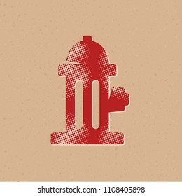 Hydrant icon in halftone style. Grunge background vector illustration.