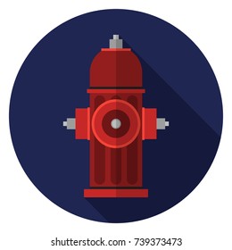 Hydrant icon. Illustration in flat style. Round icon with long shadow.