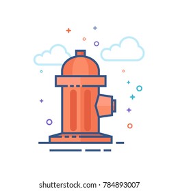 Hydrant icon in outlined flat color style. Vector illustration.