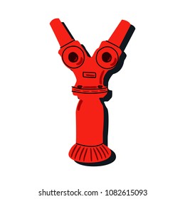 Hydrant icon. Pipe for water supply and fire extinguishing. Funny cartoon character in red color. White background. Lives in Israel