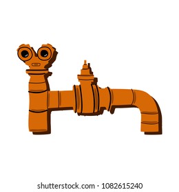 Hydrant icon. Pipe for water supply and fire extinguishing. Funny cartoon character in orange color. White background. Lives in Israel.