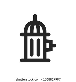 Hydrant icon in thick outline style. Black and white monochrome vector illustration.