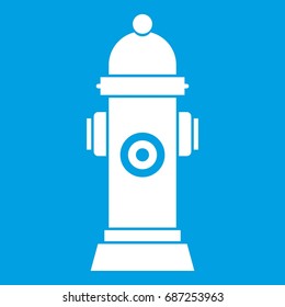 Hydrant icon white isolated on blue background vector illustration