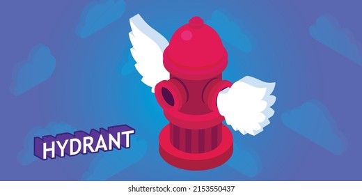 Hydrant isometric design icon. Vector web illustration. 3d colorful concept