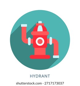 Hydrant Rounded Flat Color Icon Mini Illustration, Use For Modern Concept, Print, Ui, Ux Kit, Web And App Development. Vector Related To Firefighter, Rescue And More