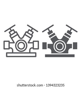 Hydrant system line and glyph icon, equipment and emergency, extinguisher faucet sign, vector graphics, a linear pattern on a white background, eps 10.