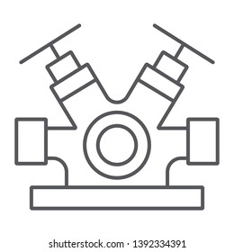 Hydrant system thin line icon, equipment and emergency, extinguisher faucet sign, vector graphics, a linear pattern on a white background, eps 10.