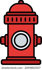Diseño de Vector de hidrante en estilo moderno, concepto de sistema de suministro de agua y seguridad contra incendios, ilustración de infraestructura urbana. Icono de línea llena