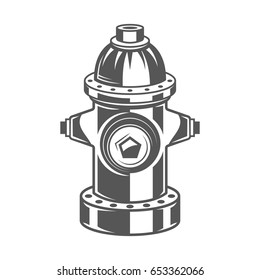 Hydrant vector illustration in monochrome vintage style. Design element for logo, label, emblem.
