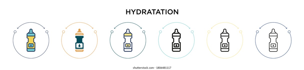 Hydratation icon in filled, thin line, outline and stroke style. Vector illustration of two colored and black hydratation vector icons designs can be used for mobile, ui, web