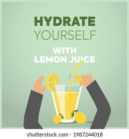 hydrate yourself. hydrate yourself with fresh lemonade. man adding  slice of  lemon in a glass of lemonade. lemon juice in a glass with bubbles and straw. stay hydrated, summers drink