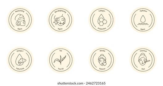 Hydrating and Anti-Aging Skincare Vector Icon Set