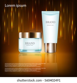 Hydrating facial cream and tube. 3d illustration.