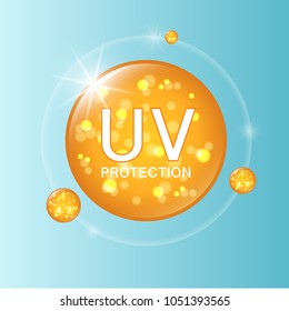 Hydrating facial sunscreen for annual sale or festival sale. orange and blue cream mask bottle isolated on glitter particles background. Graceful cosmetic ads, illustration.