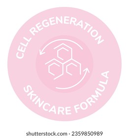 Hydrating and moisturizing formula for cell regeneration. Skincare routine, lotion or serum for rejuvenation and beauty. Product label or logotypes, emblem for package. Vector in flat styles