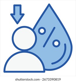 Hydration Blue White Single Icon Illustration
