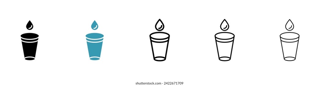 Hydration Glass Vector Icon Set. Liquid Cup vector symbol for UI design.
