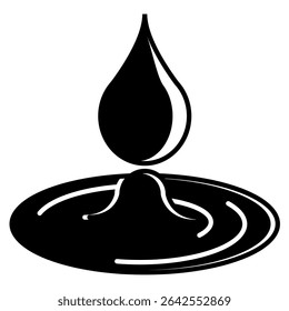 Ícone de hidratação representado por gotículas de água estilo Preenchido de preto.