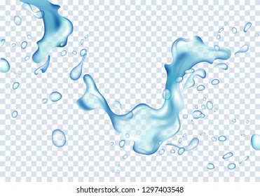 Efecto líquido hidratante, agua salpicada y textura líquida aislada sobre fondo transparente en ilustración 3d