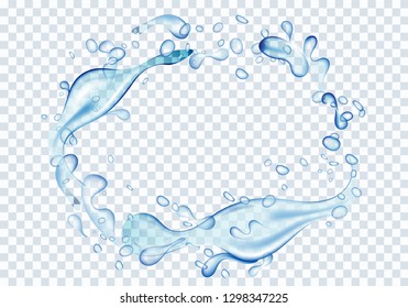 Hydration liquid effect, splashing water and liquid texture isolated on transparent background in 3d illustration