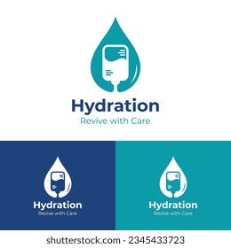 hydration logo design with IV liquid vector